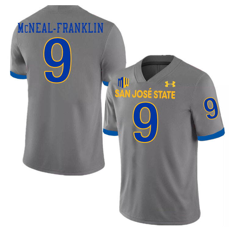 San Jose State Spartans #9 Noah McNeal-Franklin College Football Jerseys,Uniforms-Grey